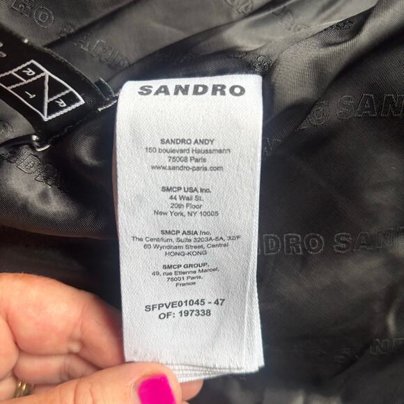 Sandro Denim Jacket with Leather Collar - Picture 13 of 16